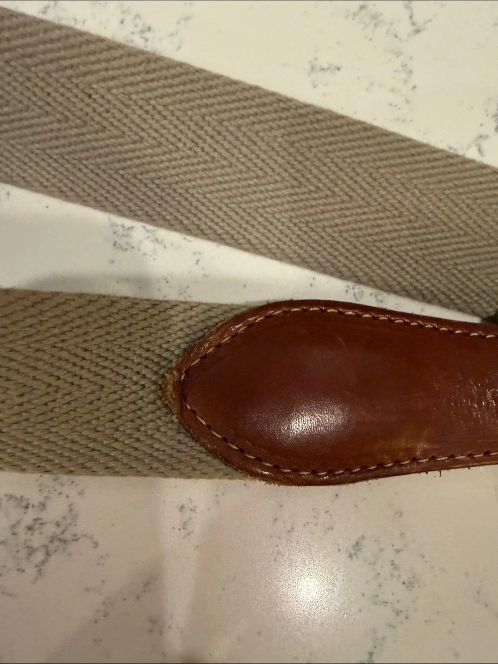 Coach Taupe Tan Canvas and Leather Belt with Brass Buckle size 38